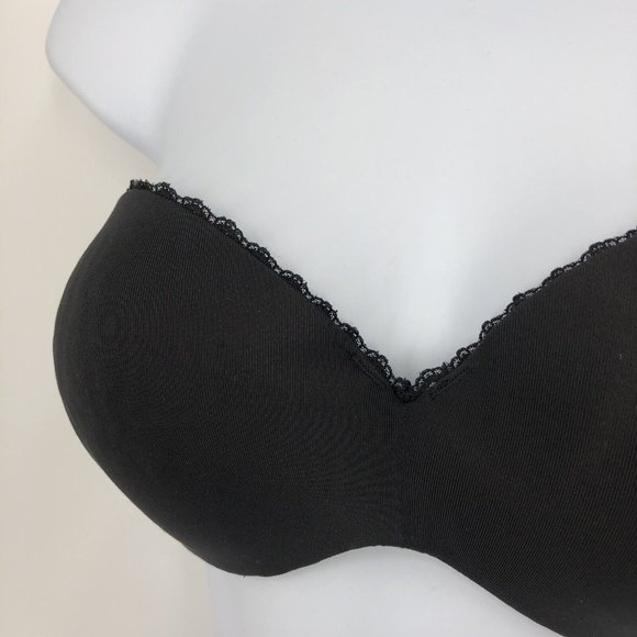 Lily Of France Gel Touch Push Up Strapless Bra Underwire Womens 36B Black - Picture 3 of 9